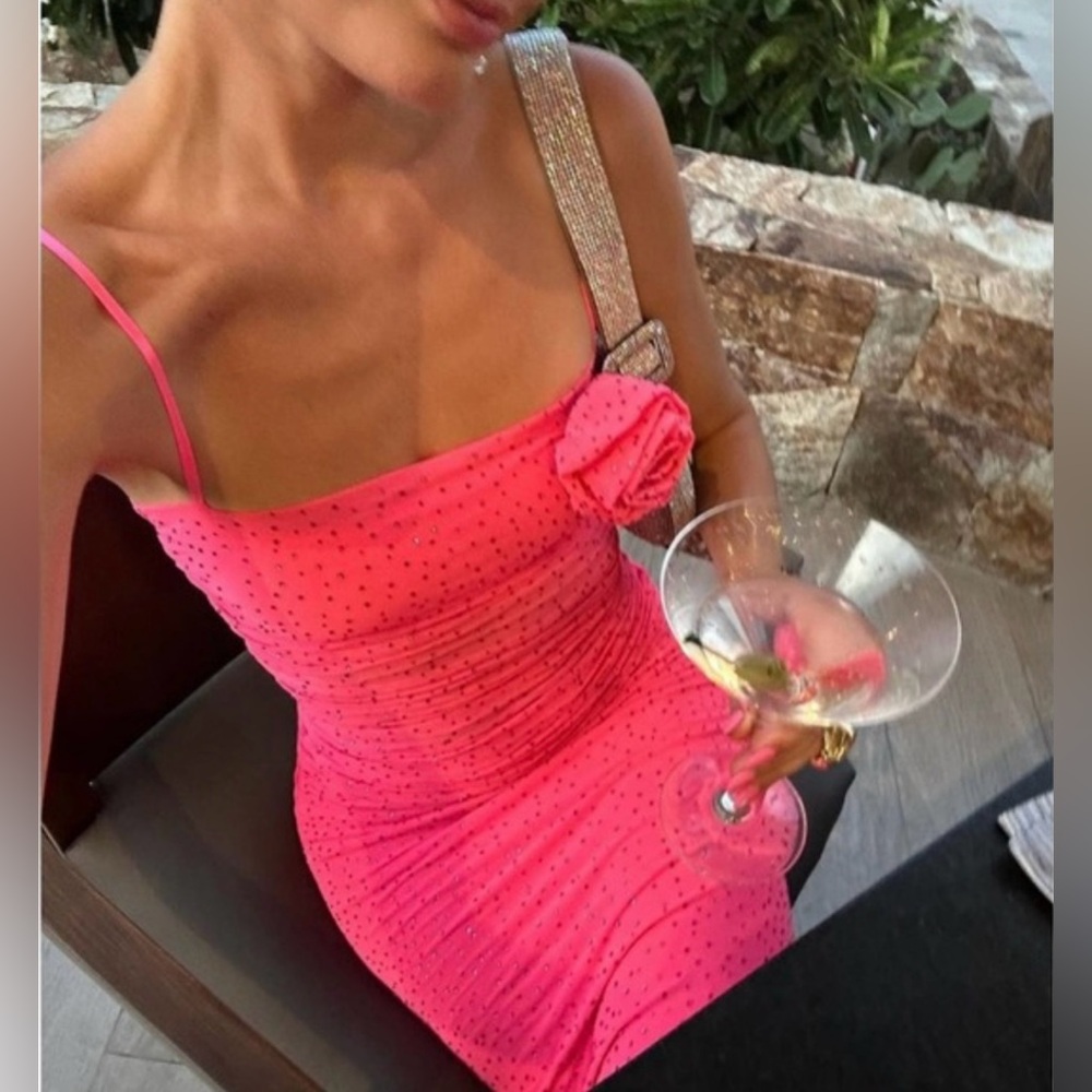 AFRM Jennan Rhinestone Dress knock-out pink Medium